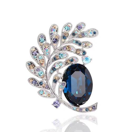 Tibetan Style Brooches, with Crystal, Branch, plated, fashion jewelry & for woman & hollow, more colors for choice, Sold By PC