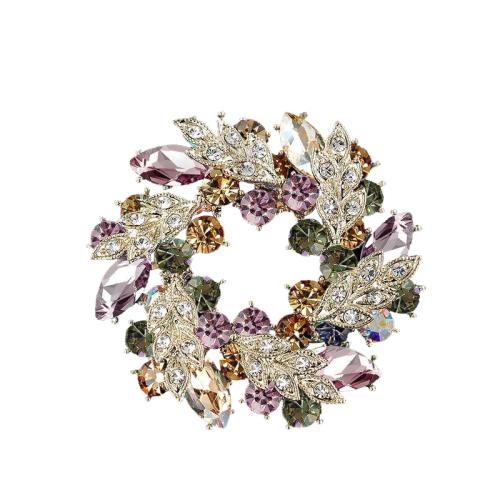 Tibetan Style Brooches, with Crystal, plated, fashion jewelry & for woman & hollow, more colors for choice, 50x45mm, Sold By PC