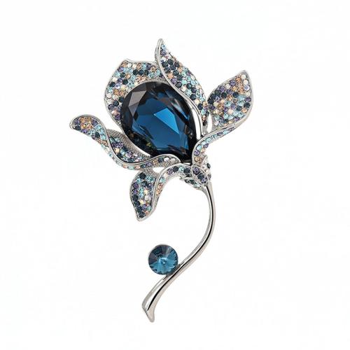 Tibetan Style Brooches, with Crystal, Flower, fashion jewelry & for woman, Sold By PC