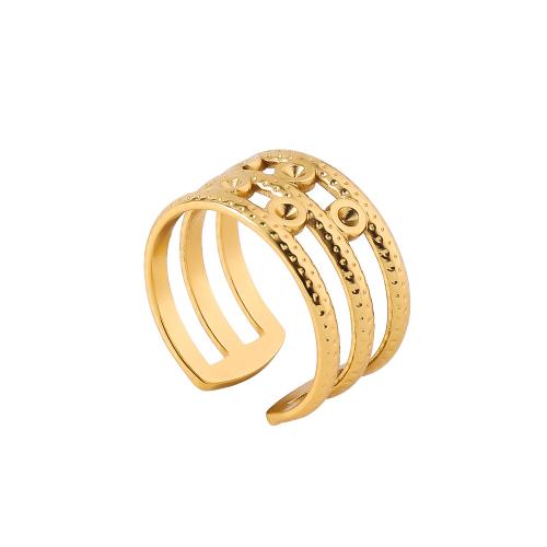 Stainless Steel Finger Ring, 304 Stainless Steel, 18K gold plated, fashion jewelry & for woman & hollow, Sold By PC