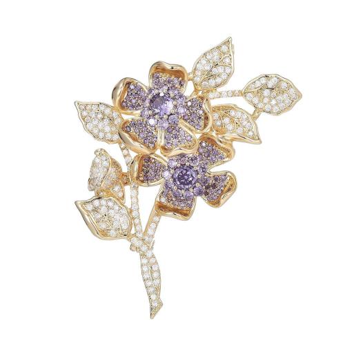 Fashion Brooch Jewelry, Brass, plated, micro pave cubic zirconia & for woman, silver color, 53x34mm, Sold By PC