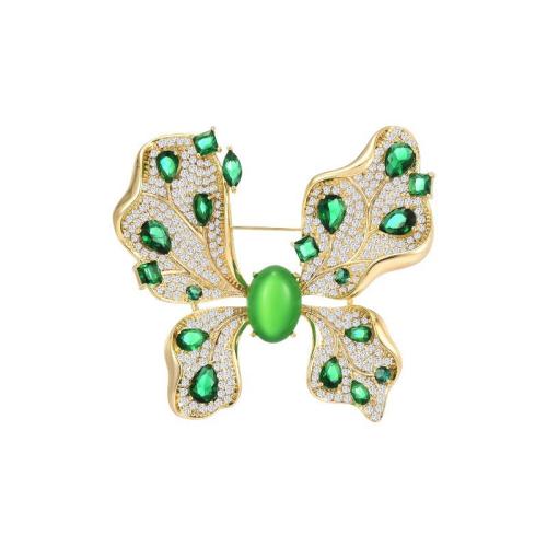 Broche bijoux de mode, laiton, Placage, pavé de micro zircon & pour femme, plus de couleurs à choisir, 53x57mm, Vendu par PC