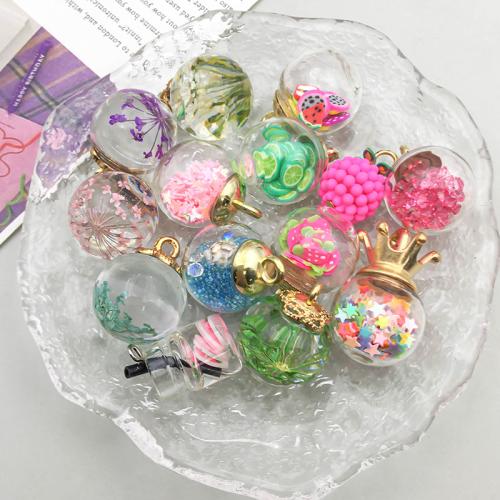 Glass Vial Pendant, with Lampwork, epoxy gel, DIY & different styles for choice, more colors for choice, 100PCs/Bag, Sold By Bag