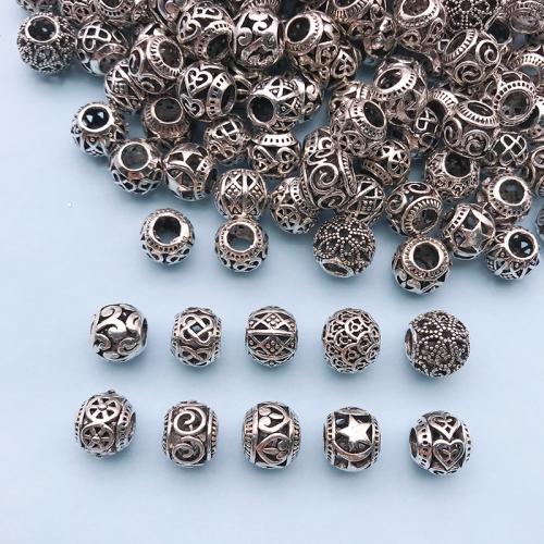 Tibetan Style Large Hole Bead, plated, DIY, more colors for choice, 9x11mm, 100PCs/Bag, Sold By Bag