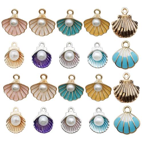 Tibetan Style Enamel Pendants, with Plastic Pearl, plated, DIY, more colors for choice, 100PCs/Bag, Sold By Bag