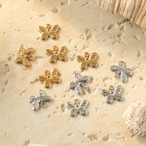 Stainless Steel Animal Pendants, 304 Stainless Steel, Butterfly, Vacuum Ion Plating, DIY, more colors for choice, 12x10mm, 10PCs/Bag, Sold By Bag