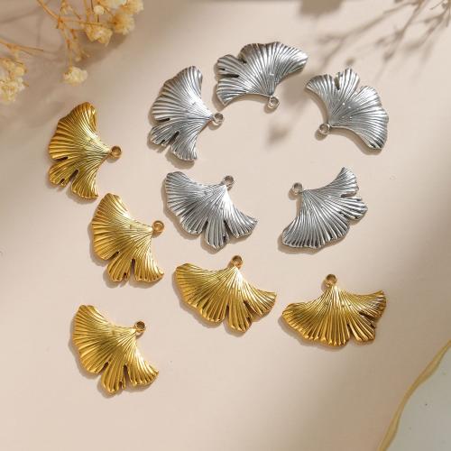 Stainless Steel Pendants, 304 Stainless Steel, Ginkgo Leaf, Vacuum Ion Plating, DIY, more colors for choice, 25x7mm, 10PCs/Bag, Sold By Bag