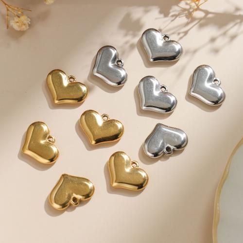 Stainless Steel Heart Pendants, 304 Stainless Steel, Vacuum Ion Plating, DIY, more colors for choice, 20x15mm, 10PCs/Bag, Sold By Bag