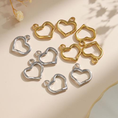 Stainless Steel Heart Pendants, 304 Stainless Steel, Vacuum Ion Plating, DIY & hollow, more colors for choice, 18x20mm, 10PCs/Bag, Sold By Bag