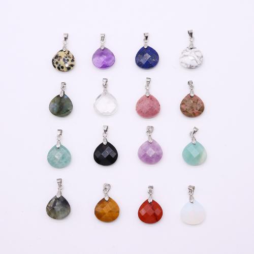 Gemstone Pendants Jewelry, Natural Stone, DIY & different materials for choice, more colors for choice, nickel, lead & cadmium free, 16x17mm, Sold By PC