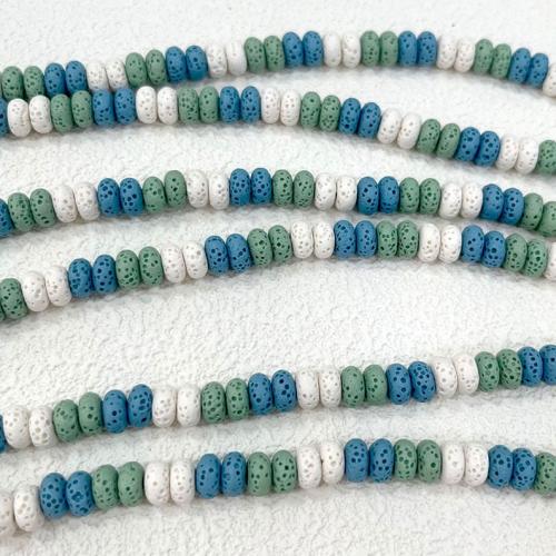 Natural Lava Beads, DIY, mixed colors, 5x8mm, Approx 44PCs/Strand, Sold By Strand