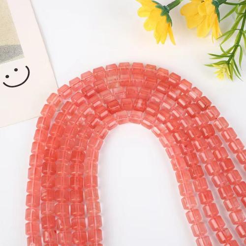 Natural Quartz Jewelry Beads, Cherry Quartz, Square, DIY, cherry quartz, 8x8mm, Approx 45PCs/Strand, Sold By Strand