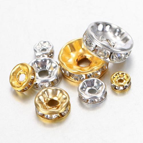 Spacer Beads Jewelry, Iron, plated, DIY & different size for choice & with rhinestone, more colors for choice, Approx 100PCs/Bag, Sold By Bag