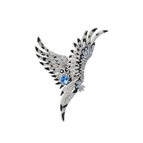 Cubic Zirconia Brooch, Brass, plated, micro pave cubic zirconia & for woman & enamel, silver color, 76x59mm, Sold By PC