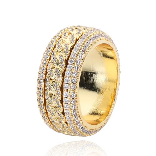 Copper Finger Ring, plated, rotatable & Unisex & different size for choice & micro pave cubic zirconia, more colors for choice, US Ring Size:7-11, Sold By PC