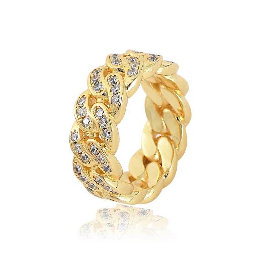 Cuivre bague, Placage, unisexe & normes différentes pour le choix & pavé de micro zircon, plus de couleurs à choisir, Taille:7-11, Vendu par PC