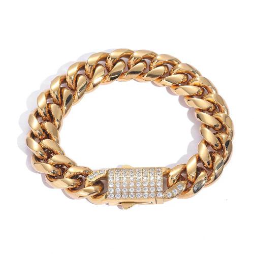 Acier inoxydable 304 bracelet, Placage, normes différentes pour le choix & styles différents pour le choix & pavé de micro zircon & pour homme, Vendu par PC