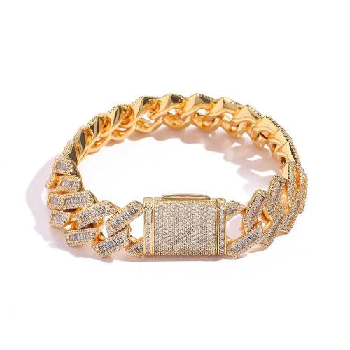 Brass Bracelet, plated, different size for choice & micro pave cubic zirconia & for man, more colors for choice, Sold By PC