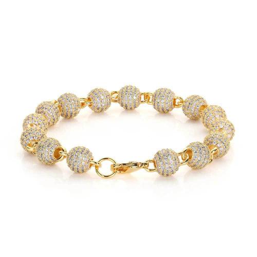 Brass Bracelet, Round, plated, Unisex & different size for choice & micro pave cubic zirconia, more colors for choice, Sold By PC