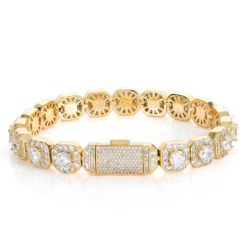 Brass Bracelet, plated, different size for choice & micro pave cubic zirconia & for man, more colors for choice, Sold By PC