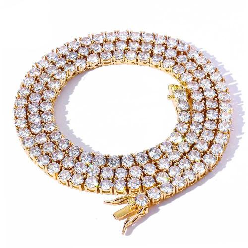 Brass Necklace, plated, Unisex & different size for choice & micro pave cubic zirconia, more colors for choice, Sold By PC