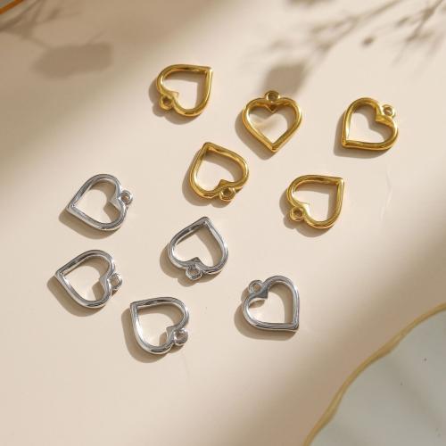 Stainless Steel Heart Pendants, 304 Stainless Steel, Vacuum Ion Plating, DIY & hollow, more colors for choice, 13x15mm, 10PCs/Bag, Sold By Bag