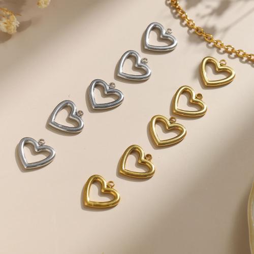 Stainless Steel Heart Pendants, 304 Stainless Steel, Vacuum Ion Plating, DIY & hollow, more colors for choice, 15x15mm, 10PCs/Bag, Sold By Bag