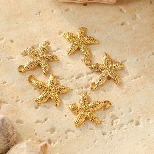 Stainless Steel Pendants, 304 Stainless Steel, Starfish, Vacuum Ion Plating, DIY, more colors for choice, 19x23mm, 10PCs/Bag, Sold By Bag