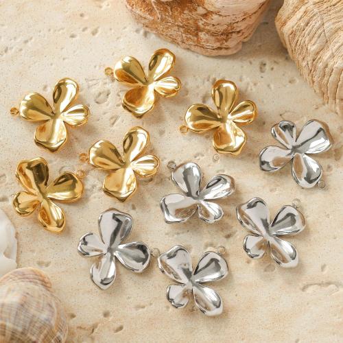 Stainless Steel Flower Pendant, 304 Stainless Steel, Vacuum Ion Plating, DIY, more colors for choice, 27x26mm, 10PCs/Bag, Sold By Bag