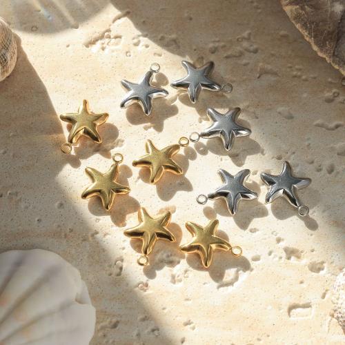 Stainless Steel Pendants, 304 Stainless Steel, Starfish, Vacuum Ion Plating, DIY, more colors for choice, 14x16mm, 10PCs/Bag, Sold By Bag