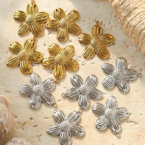 Stainless Steel Flower Pendant, 304 Stainless Steel, Vacuum Ion Plating, DIY, more colors for choice, 26x29mm, 10PCs/Bag, Sold By Bag