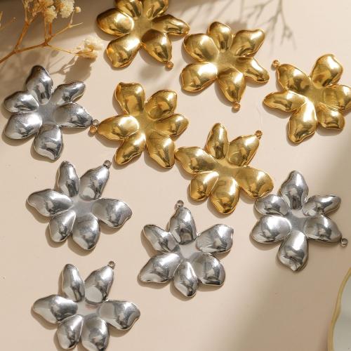 Stainless Steel Flower Pendant, 304 Stainless Steel, Vacuum Ion Plating, DIY, more colors for choice, 40x38mm, 10PCs/Bag, Sold By Bag