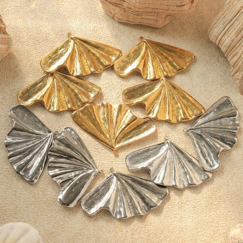 Stainless Steel Pendants, 304 Stainless Steel, Ginkgo Leaf, Vacuum Ion Plating, DIY, more colors for choice, 55x35mm, 10PCs/Bag, Sold By Bag