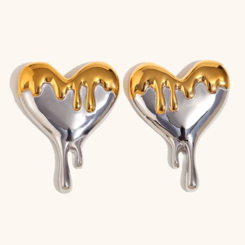 Stainless Steel Stud Earrings, 304 Stainless Steel, Heart, plated, for woman, Sold By Pair