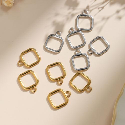 Stainless Steel Pendants, 304 Stainless Steel,  Square, plated, DIY, more colors for choice, 10PCs/Bag, Sold By Bag