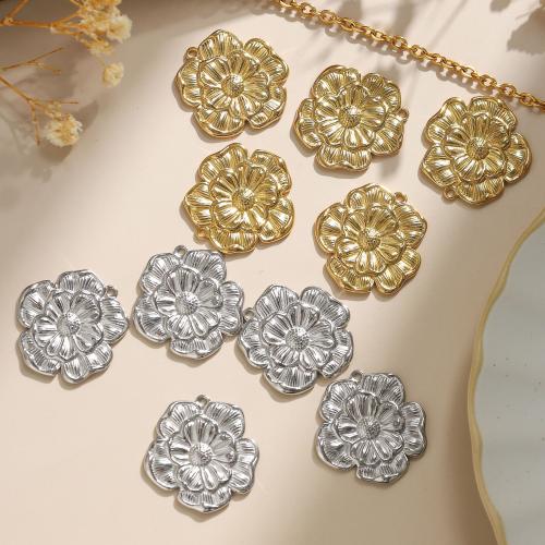 Stainless Steel Flower Pendant, 304 Stainless Steel, plated, DIY, more colors for choice, 10PCs/Bag, Sold By Bag