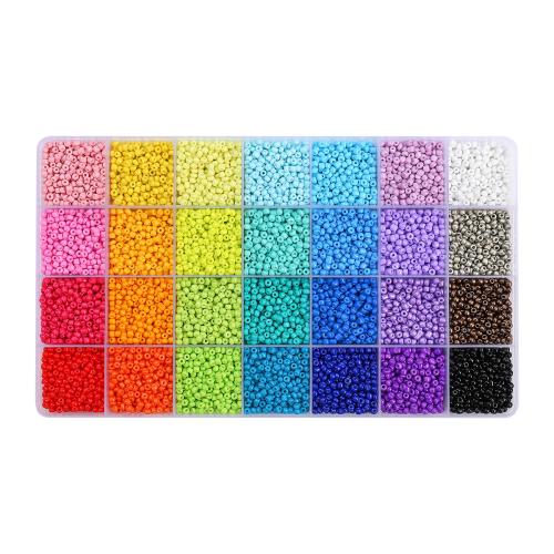 Perles solides Verre Semence Couleur, style différent d'emballage pour le choix & DIY, plus de couleurs à choisir, Vendu par boîte