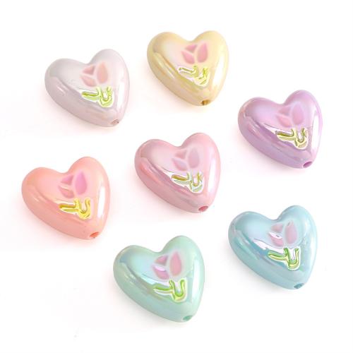 Plated Acrylic Beads, Heart, DIY & enamel, more colors for choice, 20x19mm, 2PCs/Bag, Sold By Bag