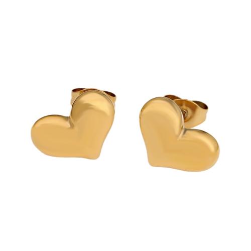 Stainless Steel Stud Earrings, 304 Stainless Steel, Heart, plated, fashion jewelry & for woman, more colors for choice, 10.20x10.20mm, 6Pairs/Bag, Sold By Bag