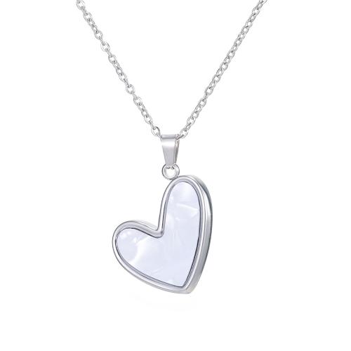 Fashion Stainless Steel Jewelry Sets, 304 Stainless Steel, with White Shell, Heart, plated, fashion jewelry & Unisex & different styles for choice, original color, Sold By Set