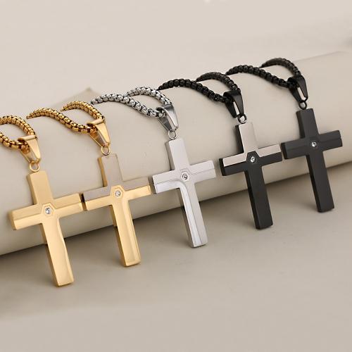 Stainless Steel Cross Pendants, 304 Stainless Steel, plated, DIY & with rhinestone, more colors for choice, Sold By PC