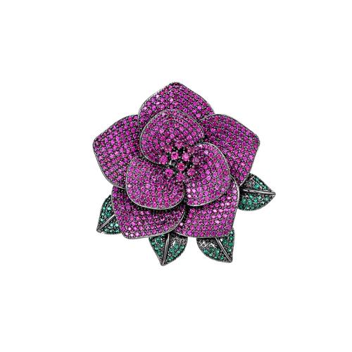 Brass Brooch, plated, micro pave cubic zirconia & for woman, silver color, 50x50mm, Sold By PC