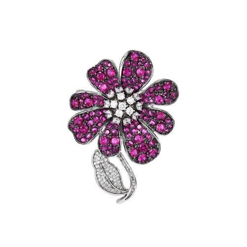 Brass Brooch, plated, micro pave cubic zirconia & for woman, silver color, 62x45mm, Sold By PC