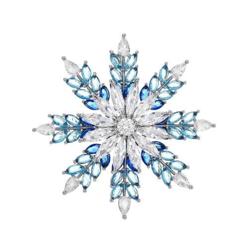 laiton broche, Placage, pavé de micro zircon & pour femme, argent, 45x45mm, Vendu par PC