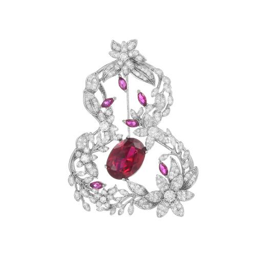 laiton broche, Placage, pavé de micro zircon & pour femme, argent, 38x52mm, Vendu par PC