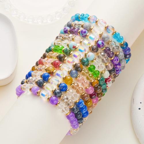 Gemstone Bracelets, Vacuum Ion Plating, for woman, more colors for choice, Sold By PC