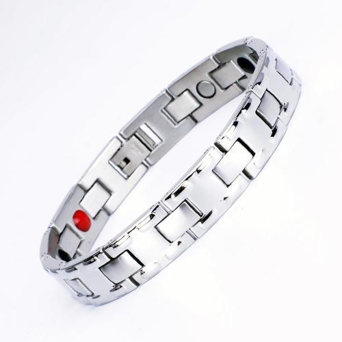 Acier titane bracelet, avec Germanium (Germanium) & Pierre de Noir-Magnetic, Placage, bijoux de mode & pour homme, plus de couleurs à choisir, Longueur:Environ 8.3 pouce, Vendu par PC