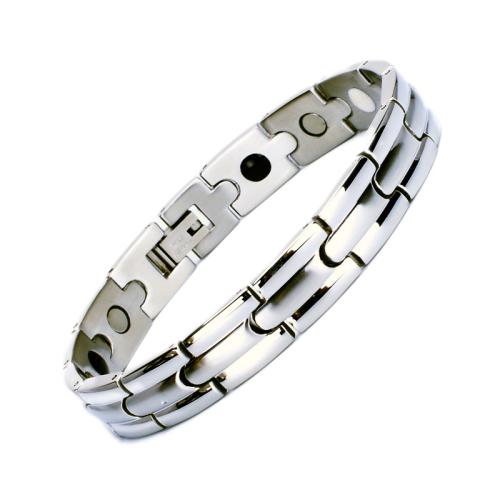 Titanium Steel Bracelet, with Black Magnetic Stone, plated, fashion jewelry & Unisex, more colors for choice, Length:Approx 8.5 Inch, Sold By PC