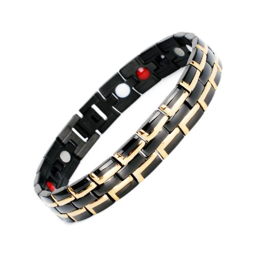 Titanium Steel Bracelet, with Black Magnetic Stone, plated, fashion jewelry & for man, more colors for choice, Length:Approx 8.7 Inch, Sold By PC