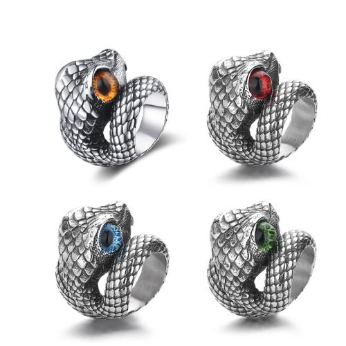 304 Stainless Steel Finger Ring, with Acrylic, Snake, different size for choice & for man & blacken, more colors for choice, US Ring Size:7-13, Sold By PC